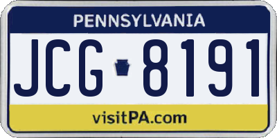 PA license plate JCG8191