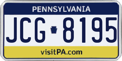 PA license plate JCG8195