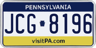 PA license plate JCG8196