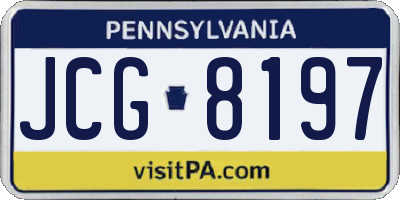 PA license plate JCG8197