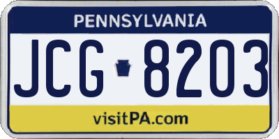 PA license plate JCG8203