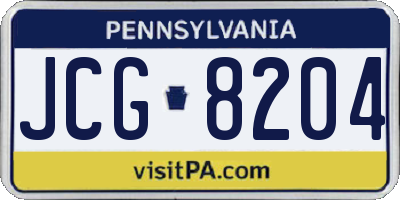 PA license plate JCG8204