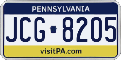 PA license plate JCG8205