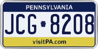 PA license plate JCG8208