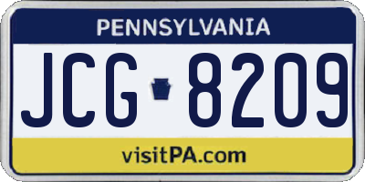 PA license plate JCG8209