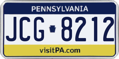 PA license plate JCG8212