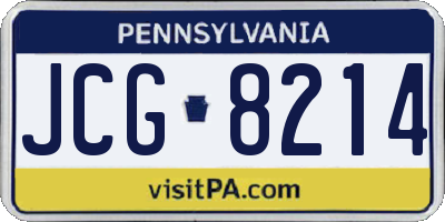 PA license plate JCG8214