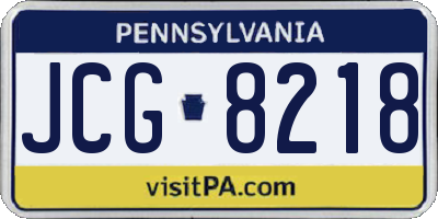 PA license plate JCG8218