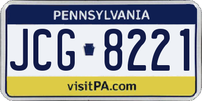 PA license plate JCG8221
