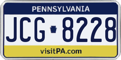PA license plate JCG8228