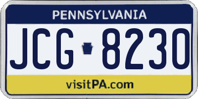 PA license plate JCG8230