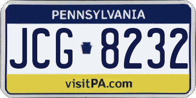 PA license plate JCG8232