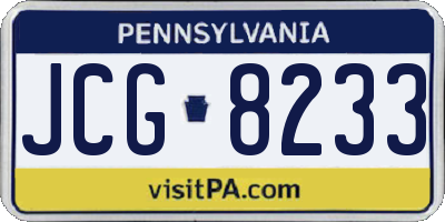 PA license plate JCG8233