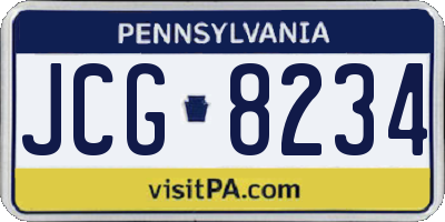 PA license plate JCG8234