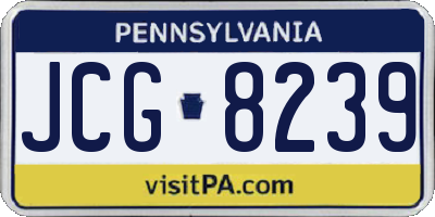 PA license plate JCG8239