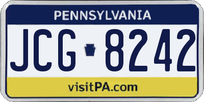 PA license plate JCG8242