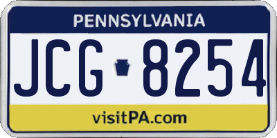 PA license plate JCG8254