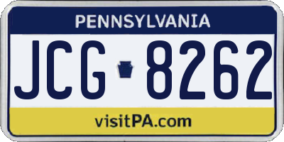 PA license plate JCG8262