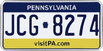 PA license plate JCG8274