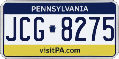 PA license plate JCG8275