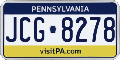 PA license plate JCG8278