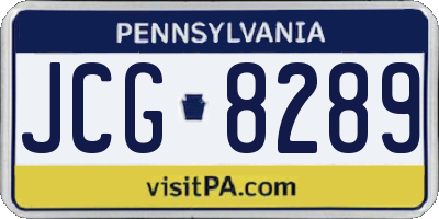 PA license plate JCG8289