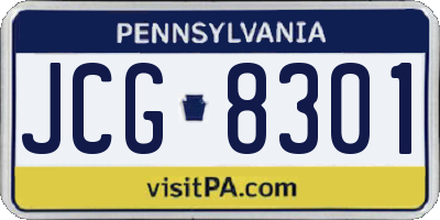 PA license plate JCG8301