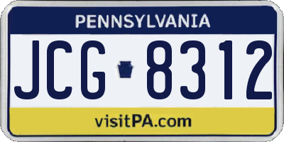 PA license plate JCG8312