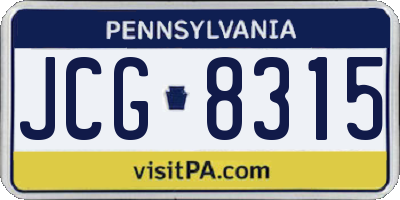 PA license plate JCG8315