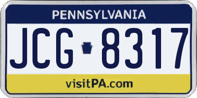 PA license plate JCG8317