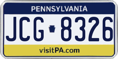 PA license plate JCG8326
