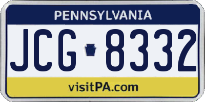 PA license plate JCG8332