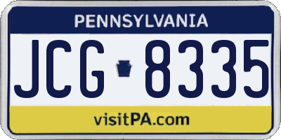 PA license plate JCG8335