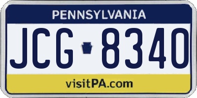 PA license plate JCG8340