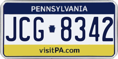 PA license plate JCG8342