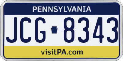 PA license plate JCG8343