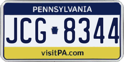 PA license plate JCG8344