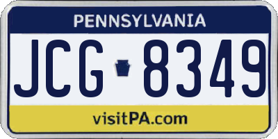 PA license plate JCG8349