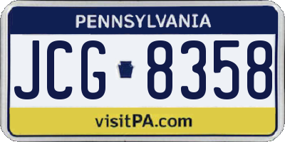 PA license plate JCG8358