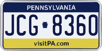 PA license plate JCG8360