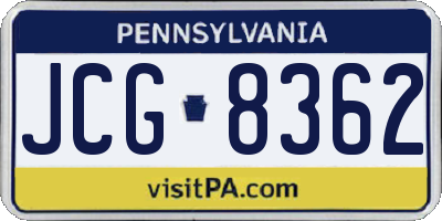 PA license plate JCG8362