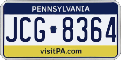 PA license plate JCG8364