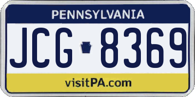 PA license plate JCG8369