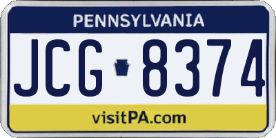 PA license plate JCG8374