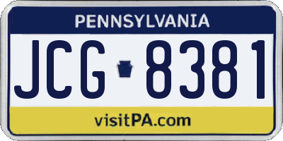 PA license plate JCG8381
