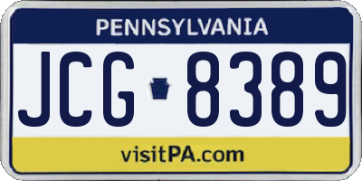 PA license plate JCG8389