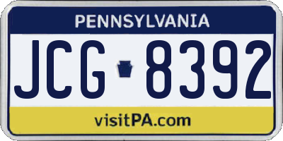 PA license plate JCG8392