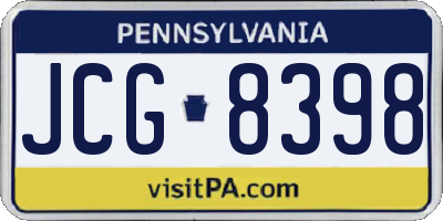 PA license plate JCG8398