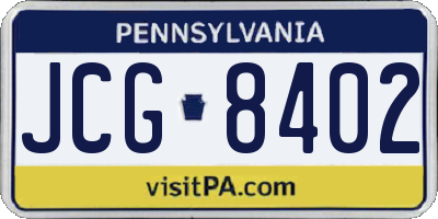 PA license plate JCG8402