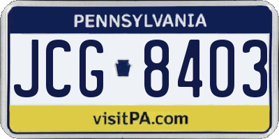PA license plate JCG8403